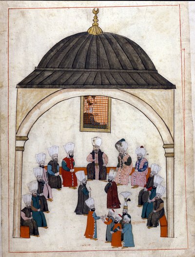 Administration Under the Ottoman Empire: A Hearing Presided Over by the Grand Vizier. Miniature from 