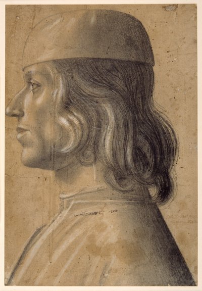 Bust-Length Portrait of a Man in Profile to Left, Wearing a Cap by Venetian School