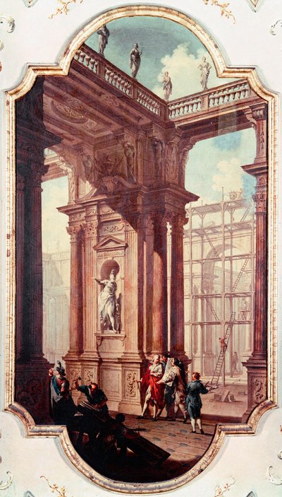Construction site of a villa in Venetie. Painting of the Venetian school. 18th century. Venice, Galleria dell