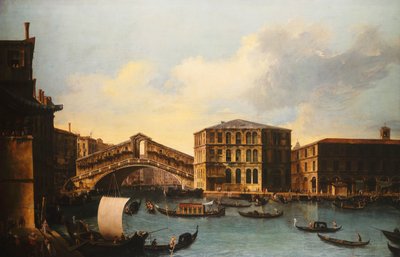 The Rialto Bridge, Venice, from the North by Venetian School