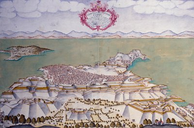 Town plan of Corfu with its fortifications, Venetian state archive by Venetian School