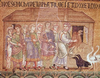Life of Noah, Noah leading his family in the ark (detail) by Veneto Byzantine School