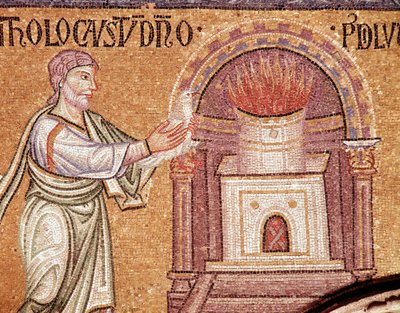 Life of Noah, Noah offers thanks at an altar (detail) by Veneto Byzantine School