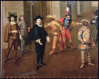 Italian and French Comedians Playing in Farces, 1670 (detail) by Verio