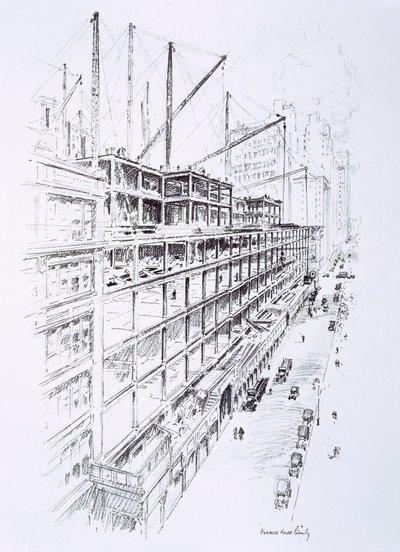 View of the cranes on the 8th floor of the Empire State Building, May 1930, published by William Edwin Rudge by Vernon Howe Bailey