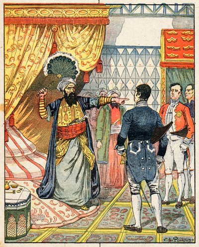 The Dey of Algiers, Hussein ibn El Hussein Strikes the French Ambassador, M. Deval with a Fan by Victor Armand Poirson