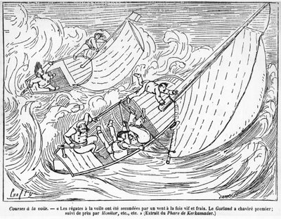 Sailboat racing, capsized boats: 
