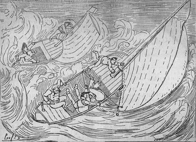 Sailing Races: Two Regattas, the Goëland and the Monitor Capsized - Extract from the Lighthouse of Kerkamadec - Drawing by Crafty - in 