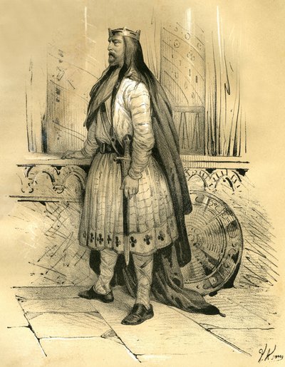Clodion the Hair, Leader of the Salians Francs from Around 428 Until His Death in 447, Likely Ancestor of the Merovingians. Engraving by Victor Adam in the Book 