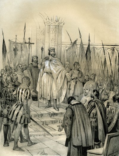 Coronation of Hugues Capet in Noyon in 987. This coronation marked the beginning of the Capetians dynasty, kings of France by Victor Adam