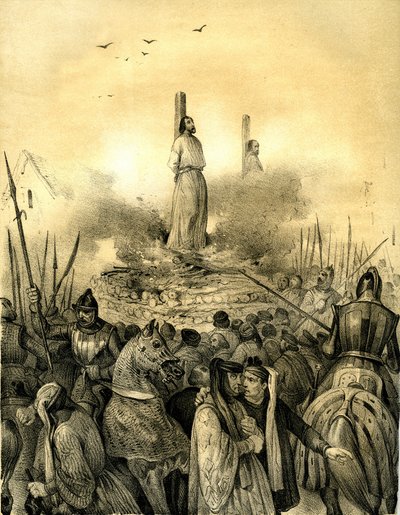 Death of Jacques de Molay, last grand master of the Order of the Templars by Victor Adam