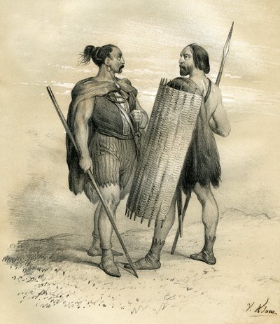 Franc and Sicamber Warriors Around the Year 254. The Sicambres Were a Germanic People South of the Lippe, Subordinated by the Romans in the 8th Century and Then Integrated into the Franc People. Engraving by Victor Adam in the Book 