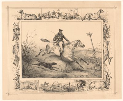 Hunting Horse with Rider in Gallop by Victor Adam