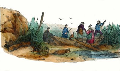 La Lionne, scene de chasse. in “Album Grotesque, Choices of Outstanding Types”, illustrations by Victor Adam, Paris, circa 1850. by Victor Adam