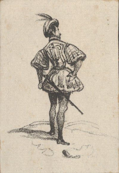 Man with Sword and Feathered Hat, Viewed from the Back, mid-19th Century by Victor Adam