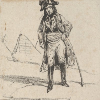 Soldier leaning on his sword, mid-19th century by Victor Adam