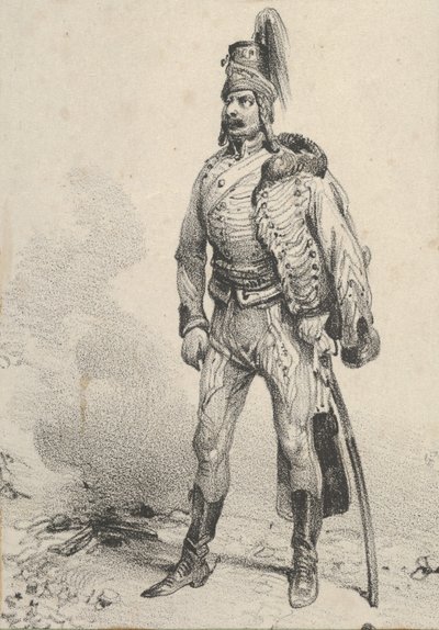 Standing soldier with his jacket on one shoulder by Victor Adam