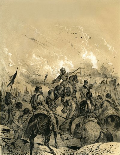 The Gauls took Rome after the Battle of Allia in 390. Engraving by Victor Adam (1801-1866) in the book France in the Middle Ages published by the Ardant brothers in the middle of the 19th century by Victor Adam