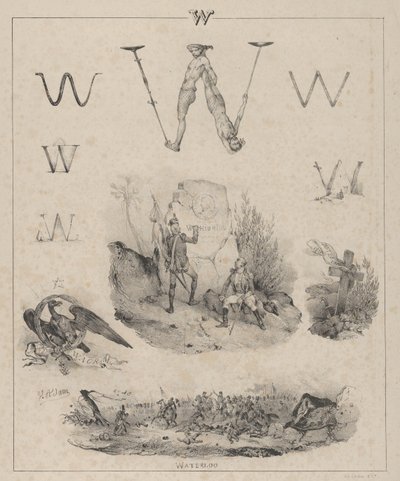 The letter W: Washington, Wagram, Waterloo by Victor Adam