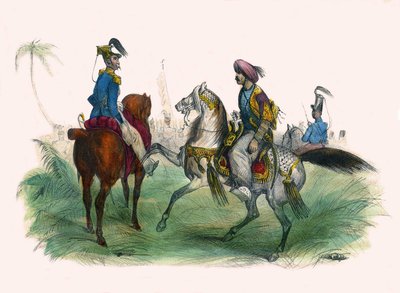 Two officers in Algiers. In “Album Grotesque, Choices of Outstanding Types”, illustrations by Victor Adam, Paris, circa 1850 by Victor Adam