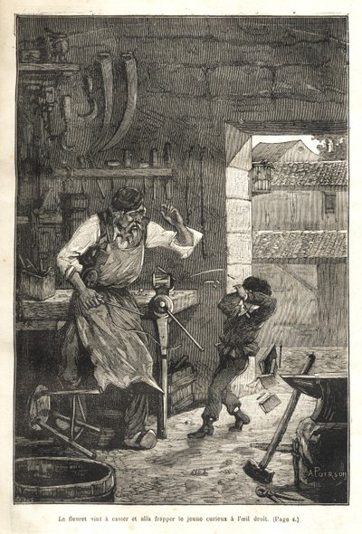 Illustrated Popular Biography of Gambetta - The Foil Broke and Hit the Young Onlooker in the Eye by Victor Armand Poirson