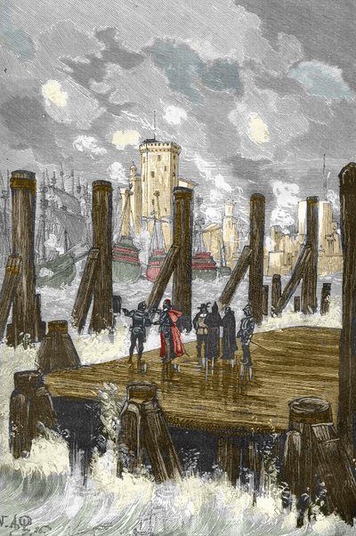 Siege of La Rochelle (1627-1628): The Cardinal of Richelieu on the dam of La Rochelle, during the siege of the city, October 1628 by Victor Armand Poirson