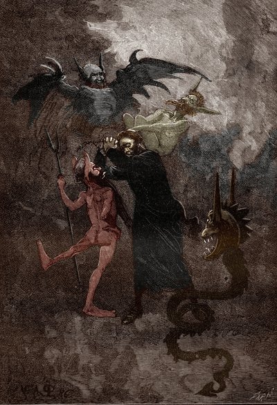 The Affair of the Possessed of Loudun (Demons of Loudun) around 1630: The Demon Isaacarum (Isacaron) is Hunted by Jesuit Priest Jean-Joseph Surin (1600-1665) by Victor Armand Poirson