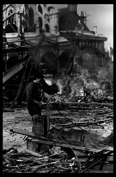Demolition of the central market in Paris, in August 1971 (b/w photo) by Victor Baltard