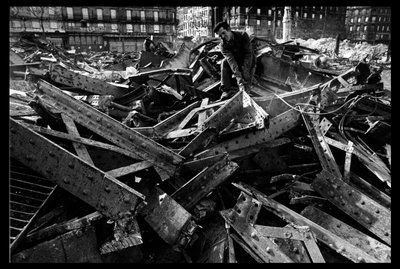 Demolition of the central market in Paris, in August 1971 (b/w photo) by Victor Baltard