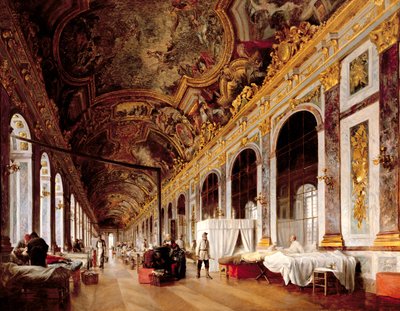 The Hall of Mirrors at Versailles Used as Military Hospital for Tending Wounded Prussians in 1871 by Victor Buchereau