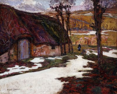 Peasant in Front of a Thatched Cottage by Victor Charreton