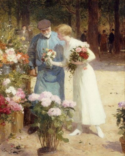 A Flower Market by Victor Gabriel Gilbert