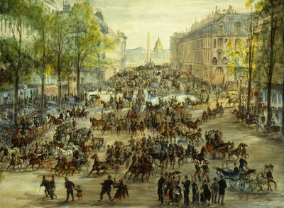 A Busy Boulevard, 1877 by Victor Geruzez