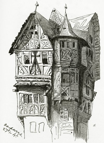 House in Bacharach on the River Rhine, 19th Century by Victor Hugo
