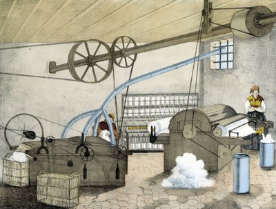 Mechanic Spinning - Litho by Janson. 19th Century. by Victor Janson