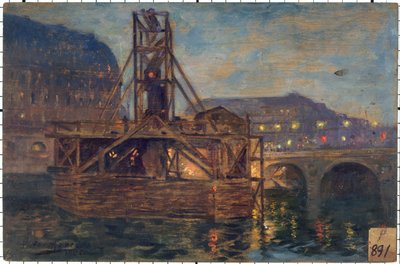 The Metropolitan Works at Pont Saint-Michel in 1906, in 11-1906 by Victor Marec