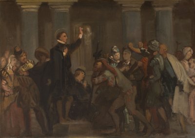 Sketch for Saint-Séverin church: The Childhood of Saint Francis de Sales - Saint Francis de Sales Preaching to the Heretics of Chablais, circa 1852 by Victor Mottez