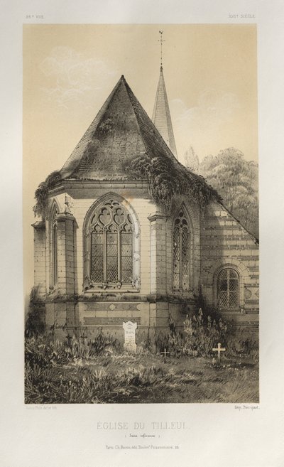 Picturesque Architecture or Monuments of the 15th and 16th Centuries: Castles of France of the 15th and 16th Centuries: Pl. 56, Church of Tilleul (Lower Seine) by Victor Petit