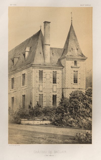 Picturesque Architecture or Monuments of the 15th and 16th Centuries: Castles of France of the 15th and 16th Centuries: Pl. 59, Castle of Baclair (Lower Seine) by Victor Petit