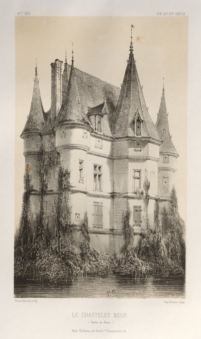 Picturesque Architecture or Monuments of the 15th and 16th Centuries: Castles of France of the 15th and 16th Centuries: Pl. 67, Le Chastenet-Neuf (Saone et Loire) by Victor Petit