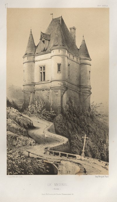 Picturesque Architecture or Monuments of the 15th and 16th Centuries: Castles of France of the 15th and 16th Centuries: Pl. 77, Le Mesnil (Corrèze) by Victor Petit