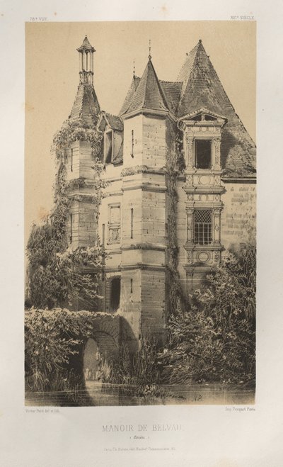 Picturesque Architecture or Monuments of the 15th and 16th Centuries: Castles of France of the 15th and 16th Centuries: Pl. 78, Manor of Belvau (Corrèze) by Victor Petit