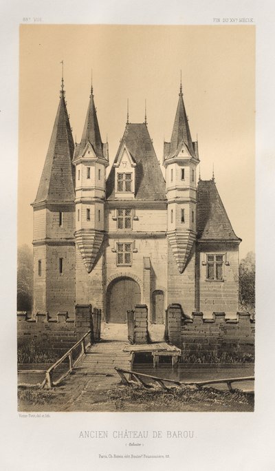Picturesque Architecture or Monuments of the 15th and 16th Centuries: Castles of France of the 15th and 16th Centuries: Pl. 88, Old Château de Barou (Calvados) by Victor Petit