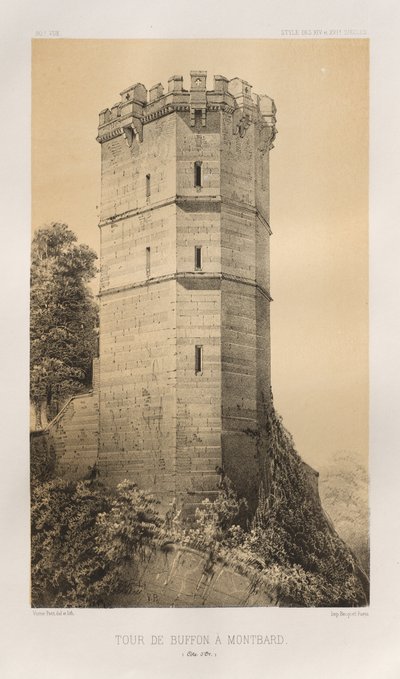 Picturesque Architecture or Monuments of the 15th and 16th Centuries: Castles of France of the 15th and 16th Centuries: Pl. 90, Buffon Tower in Montbard (Côte d
