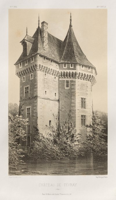 Picturesque Architecture or Monuments of the 15th and 16th Centuries: Castles of France of the 15th and 16th Centuries: Pl. 91, Château de Tévray (Eure) by Victor Petit