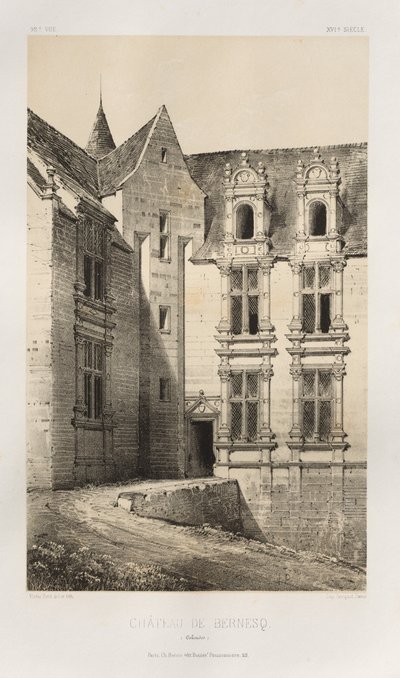 Picturesque Architecture or Monuments of the 15th and 16th Centuries: Castles of France of the 15th and 16th Centuries: Pl. 92, Château de Bernesq (Calvados) by Victor Petit