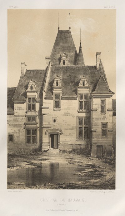 Picturesque Architecture or Monuments of the 15th and 16th Centuries: Castles of France of the 15th and 16th Centuries: Pl. 97, Château de Baumais (Calvados) by Victor Petit