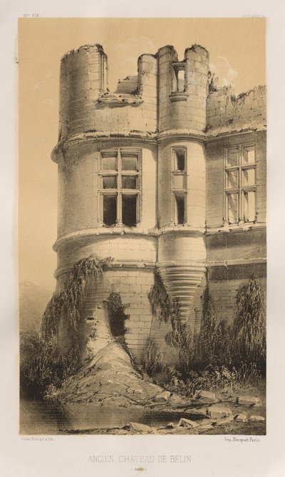 Picturesque Architecture or Monuments of the 15th and 16th Centuries: Castles of France of the 15th and 16th Centuries: Pl. 99, Old Château de Belin (Sarthe) by Victor Petit