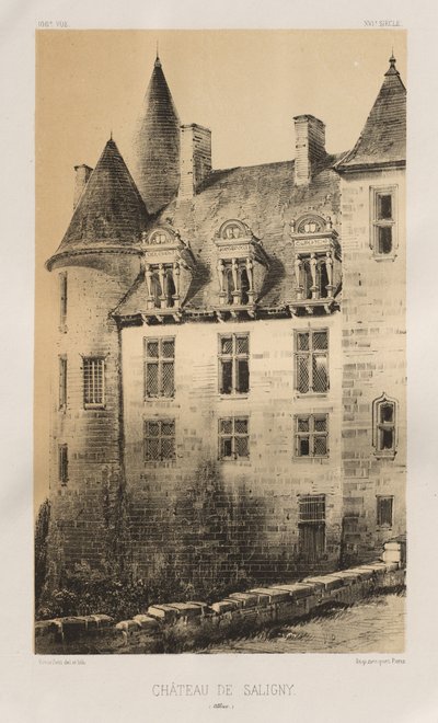 Picturesque Architecture or Monuments of the 15th and 16th Centuries: Castles of France of the 15th and 16th Centuries: Pl. 100, Château de Saligny (Alliers) by Victor Petit