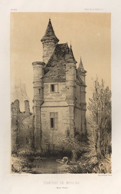 Picturesque Architecture or Monuments of the 15th and 16th Centuries: Castles of France of the 15th and 16th Centuries: Pl.11, Castle of Maulny (Haute-Marne) by Victor Petit